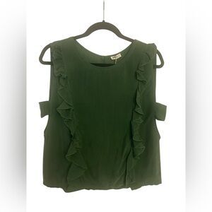 Mi&Co Green Ruffled Cut Out Blouse NWT S